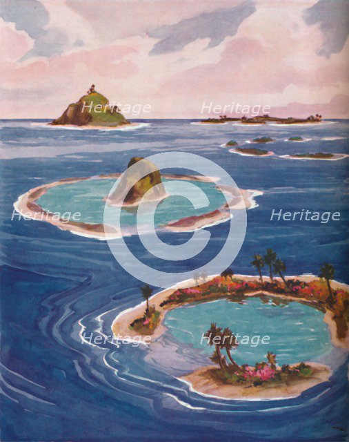 'Islands Formed By Tiny Marine Creatures', 1935. Artist: Unknown.