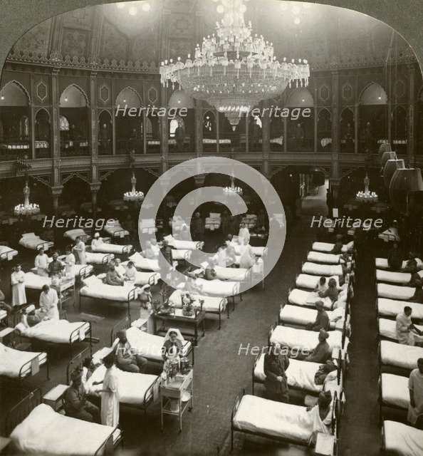 Interior of the commodious hospital at Brighton, Sussex, World War I, 1914-1918.Artist: Realistic Travels Publishers