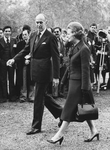 Margaret Thatcher and President Giscard d'Estaing of France on his arrival in London, c1979-1981. Artist: Unknown