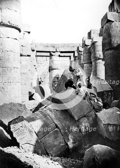 Temple interior, Karnak, Nubia, Egypt, 1887. Artist: Henri Bechard