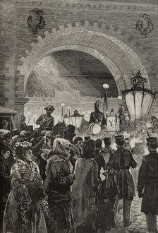Crowds and soldiers during royal wedding celebrations, Madrid, January 27, 1878.  Creator: Andrés Ovejero.