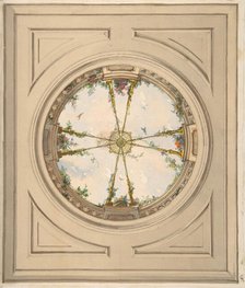 Design for a ceiling painted with clouds and trellis work, second half 19th century. Creators: Jules-Edmond-Charles Lachaise, Eugène-Pierre Gourdet.