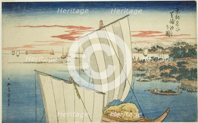 Low Tide at Shibaura (Shibaura shiohi no zu), from the series "Famous Views of the..., c. 1831. Creator: Ando Hiroshige.