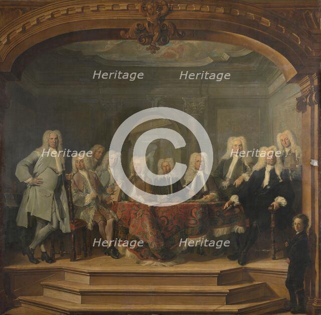 Patrons of the Aalmoezeniersweeshuis Orphanage in Amsterdam, 1729, 1729. Creator: Cornelis Troost.