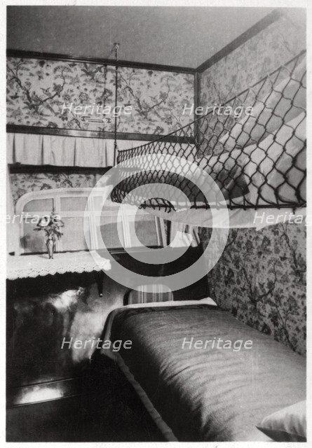 Passenger cabin at night, LZ 127 Graf Zeppelin, 1933. Artist: Unknown