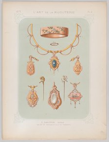 Jewelry Designs in Gold and Rose Gold, 1879. Creator: Jean François Barousse.