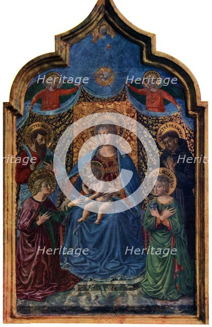 'Mystical Marriage of St Catherine', 1466 (1930).Artist: Benozzo Gozzoli