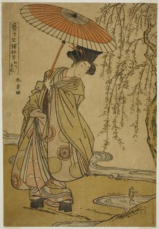 Mitate (Parody) of Ono no Tofu in the Play Geiko Zashiki Kyogen, Japan, c. 1776. Creator: Shunsho.