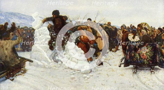 'Taking the Little Snow-town', 1891, (1965). Creator: Vasily Surikov.