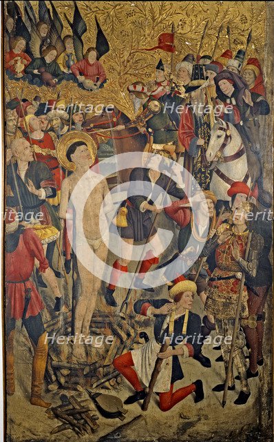 Altarpiece of Saint Vincent of Sarria, detail of Saint Vincent at the stake, by Jaume Huguet.