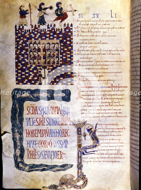 Emilianense Codex. Page with an illustration of the Seville Council II.