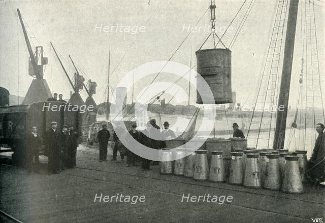 'French Milk Being Landed at Southampton', 1902. Creator: Unknown.