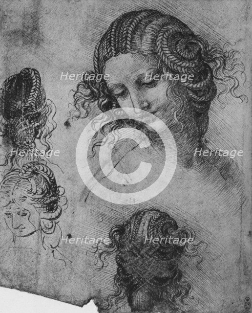 'Studies of a Woman's Head and Coiffure', c1480 (1945). Artist: Leonardo da Vinci.