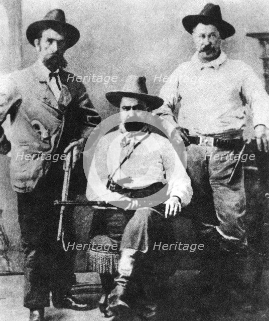 William A Pinkerton, flanked by two express agents, c1870s-1880s (1954). Artist: Unknown