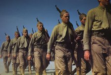 Marines finishing training at Parris Island, S.C., 1942. Creator: Alfred T Palmer.