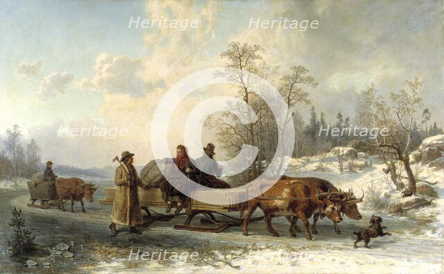 Peasants from Sorunda on their Way to Stockholm, 1862. Creator: Nils Andersson.