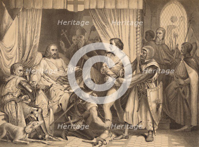 'Richard Coeur De Lion Forgiving Bertrand De Gurdun', 1886. Artist: Thomas Brown.