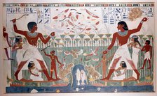 Ancient Egyptians hunting wildfowl with throwing sticks. Artist: Unknown