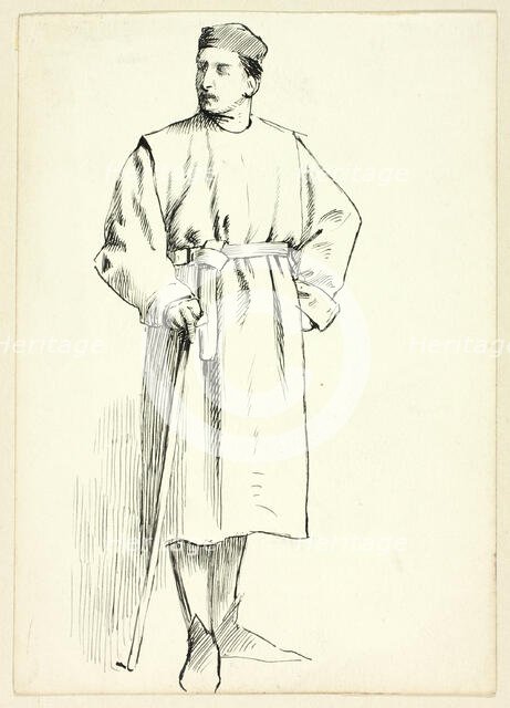 Standing Man Holding Stick, Hand on Hip, n.d. Creator: Henry Stacy Marks.