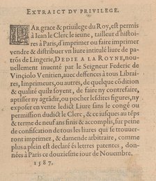 Les Singuliers et Nouveaux Portraicts... page 3 (verso), 1588. Creator: Federico de Vinciolo.