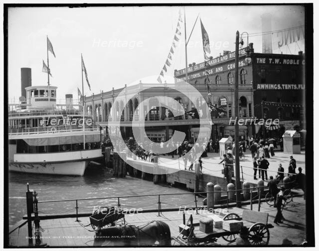 Belle Isle ferry dock, Woodward Av., Detroit, between 1890 and 1901. Creator: Unknown.