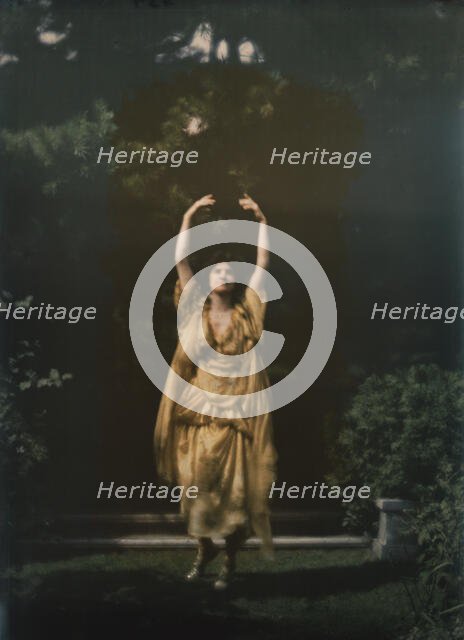 Juliet Barrett Rublee as Tacita the dryad, a character in Percy MacKaye's play Sanctuary..., 1913. Creator: Arnold Genthe.