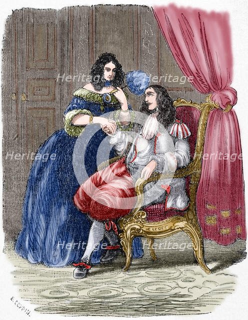 Louis XIV and his mistress Madame de Montespan, 19th century.  Creator: Unknown.