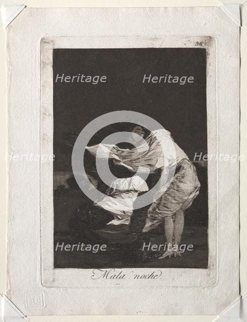 The Caprichos: A Bad Night, 1799. Creator: Francisco de Goya (Spanish, 1746-1828).