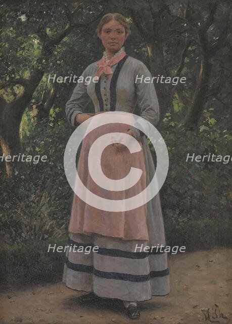 Young woman in a garden, 1865-1925. Creator: Hans Michael Therkildsen.