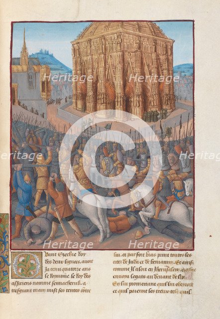 Siege of Jerusalem by Nebuchadnezzar II. Illustration in Flavius Josephus Antiquities of the Jews 