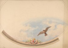 Design for a ceiling painted with clouds and a soaring eagle, second half 19th century. Creators: Jules-Edmond-Charles Lachaise, Eugène-Pierre Gourdet.