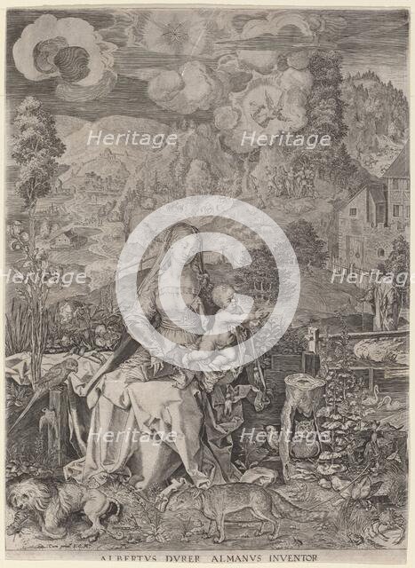 Virgin and Child in a Landscape. Creators: Aegidius Sadeler II, Albrecht Durer.