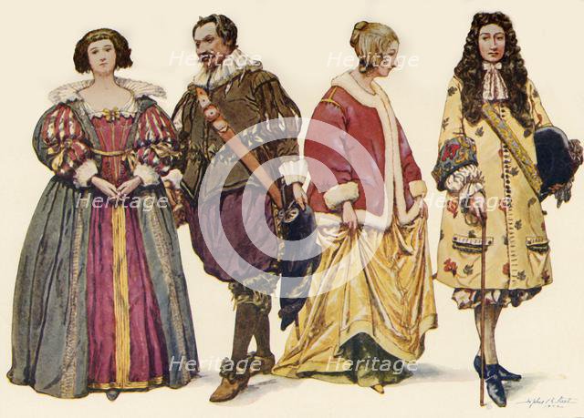 'Clothing during the Reigns of Charles I and II, and James II', (1640-1686), 1903, (1937). Creator: Sophie B Steel.