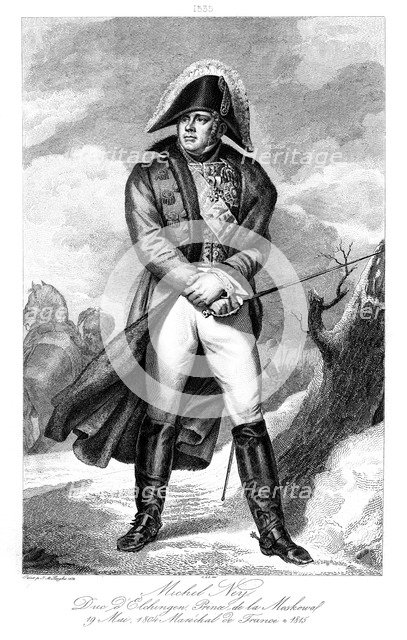 Michel Ney (1769-1815), Prince de la Moskowa, Duke of Elchingen and Marshal of France, 1839.Artist: Ruhiere