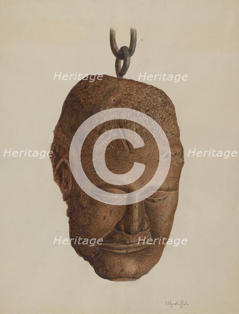 Carved Wooden Head, c. 1940. Creator: Cornelius Christoffels.
