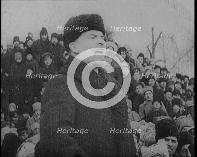 Russian Chairman of the Council of People's Commissars Vladimir Lenin Giving a Speech During...,1920 Creator: British Pathe Ltd.
