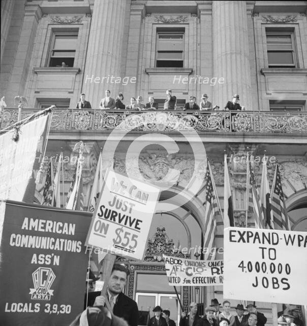 In front of city hall, San Francisco, California , 1939. Creator: Dorothea Lange.