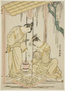 Modern parody of the well-curb episode from "Tales of Ise", c. 1766. Creator: Ishikawa Toyonobu.