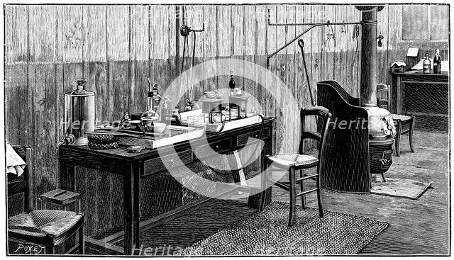 A corner of Pierre and Marie Curie's laboratory, Paris, 1904. Artist: Anon