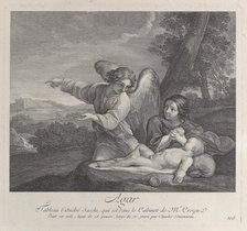 The angel appearing to Hagar in the wilderness as she folds her hands next to the sleep..., 1700-28. Creator: Charles-Louis Simonneau.