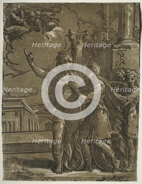 Tiburtine Sibyl and the Emperor Augustus, c. 1527-1530/31. Creator: Parmigianino (Italian, 1503-1540).