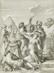A King Sacrificing his Daughter, 1671. Creator: Gerard Audran.