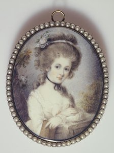 Portrait of a young woman leaning on crossed arms , c1790. Creator: English School.