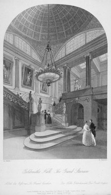 Interior view of the Goldsmiths' Hall showing the grand staircase, City of London, 1840.     Artist: Harden Sidney Melville       