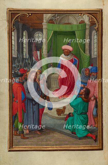 Christ before Herod; Prayer Book of Cardinal Albrecht of Brandenburg, about 1525-1530. Creator: Simon Bening.
