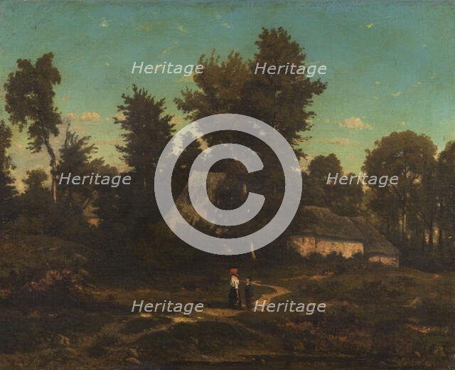 Landscape with thatched cottages. Creator: Henri-Joseph Harpignies.
