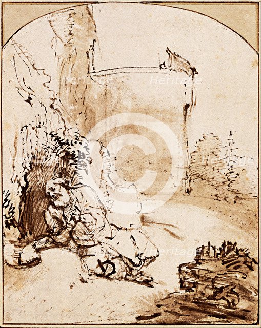 The Prophet Jonah before the Walls of Nineveh, ca 1651. Artist: Rembrandt van Rhijn (1606-1669)