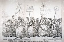 'Procession to the hustings after a successful canvass, no:14', 1784.                                Artist: Thomas Rowlandson