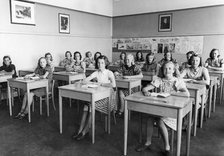 A class at their desks in a girls' school, Trelleborg, Sweden, 1940. Artist: Unknown