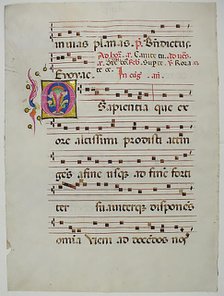 Manuscript Leaf with Initial O, from an Antiphonary, Italian, 15th century. Creator: Unknown.